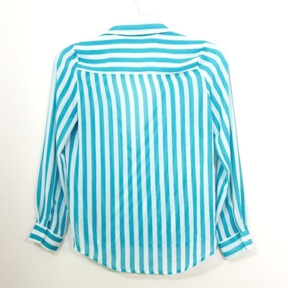 Ambiance striped chiffon wrap front top S - Picture 5 of 7